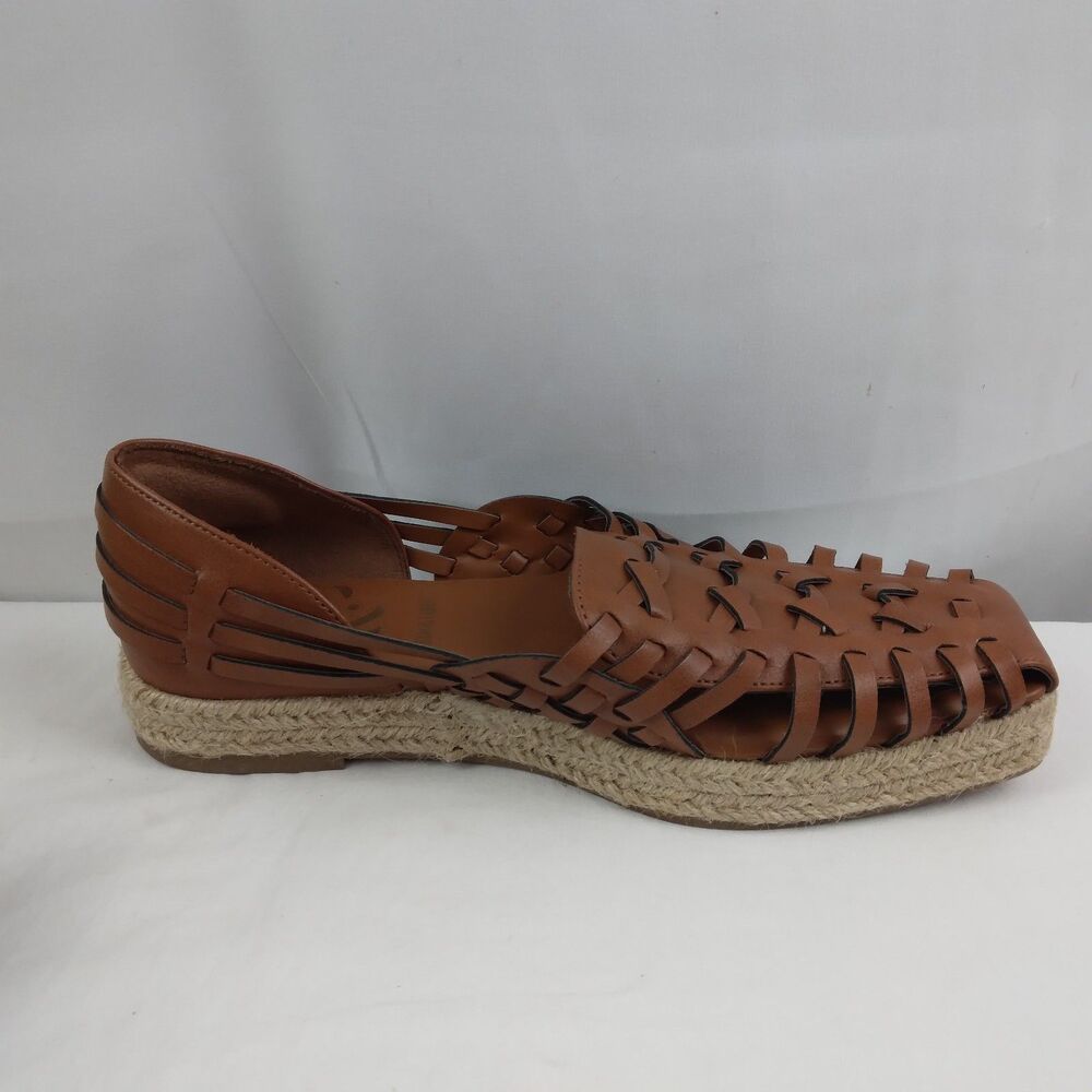 Sam & Libby Woven Espadrille Loafers Cognac Brown Square Toe Coastal Boho 8 - Picture 8 of 10